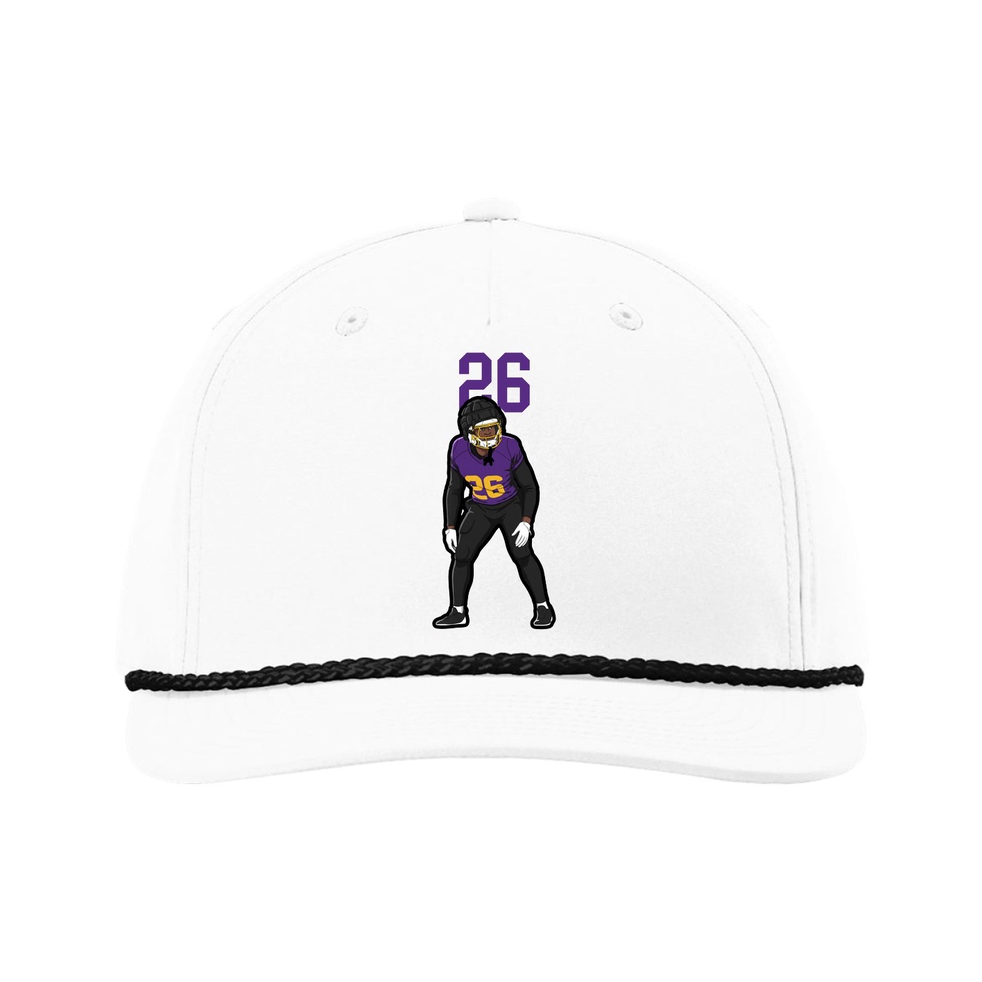 Five-Panel Classic Rope Cap — Number Top in White