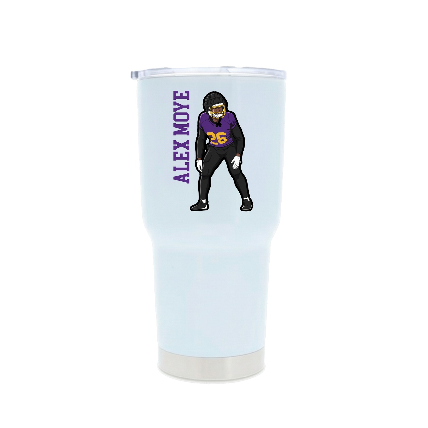 30oz Stainless Steel Tumbler — Name Vertical in White