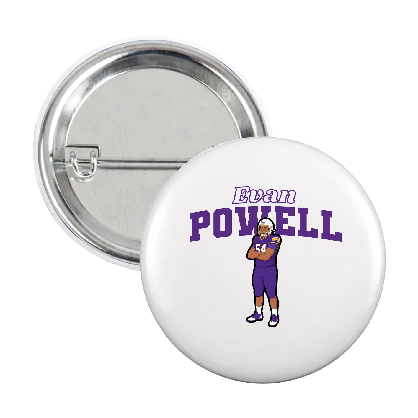 Game Day Button — Name Arch in White