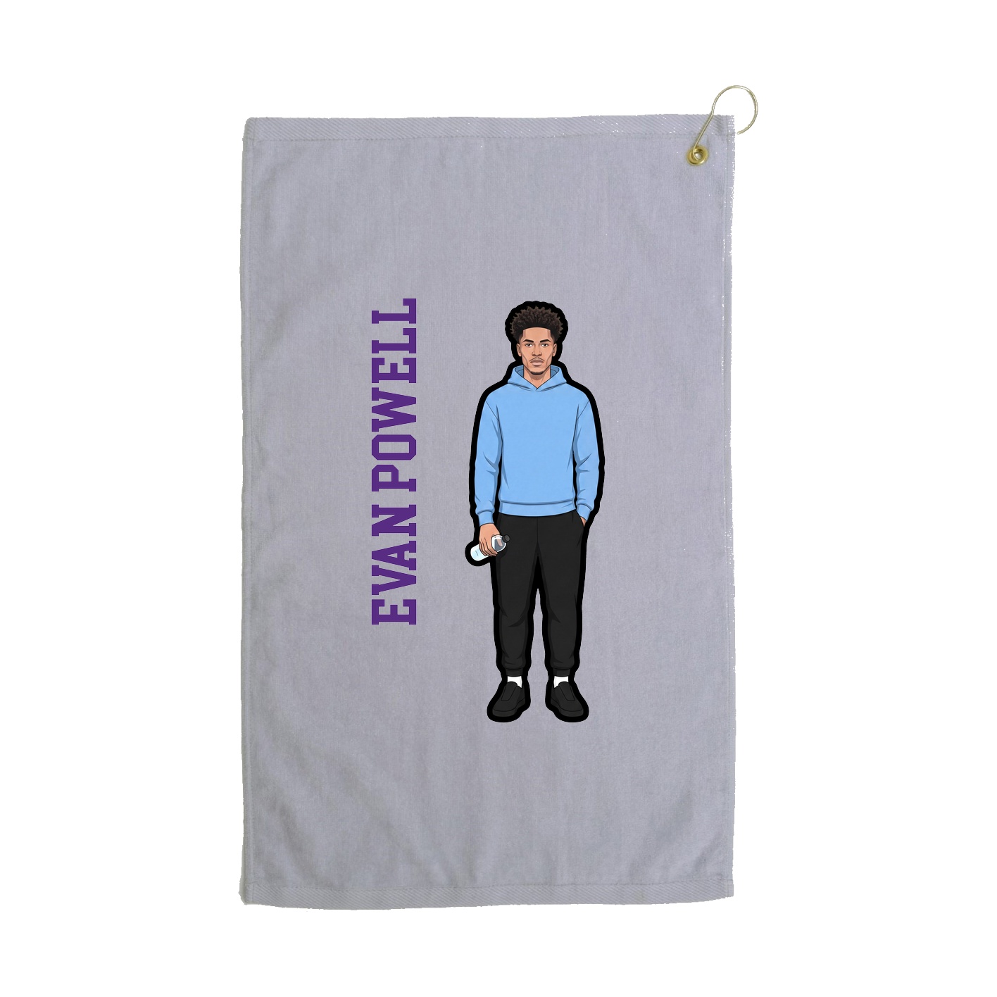 Golf Towel — Name Vertical in Grey