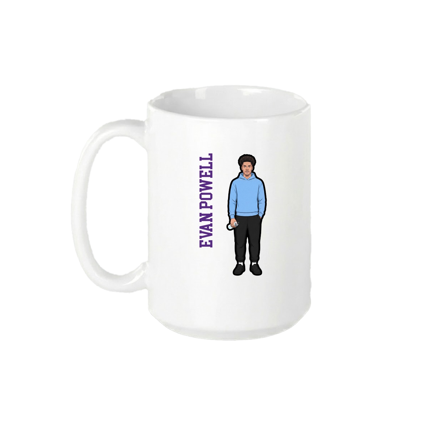 15oz Coffee Mug — Name Vertical in White