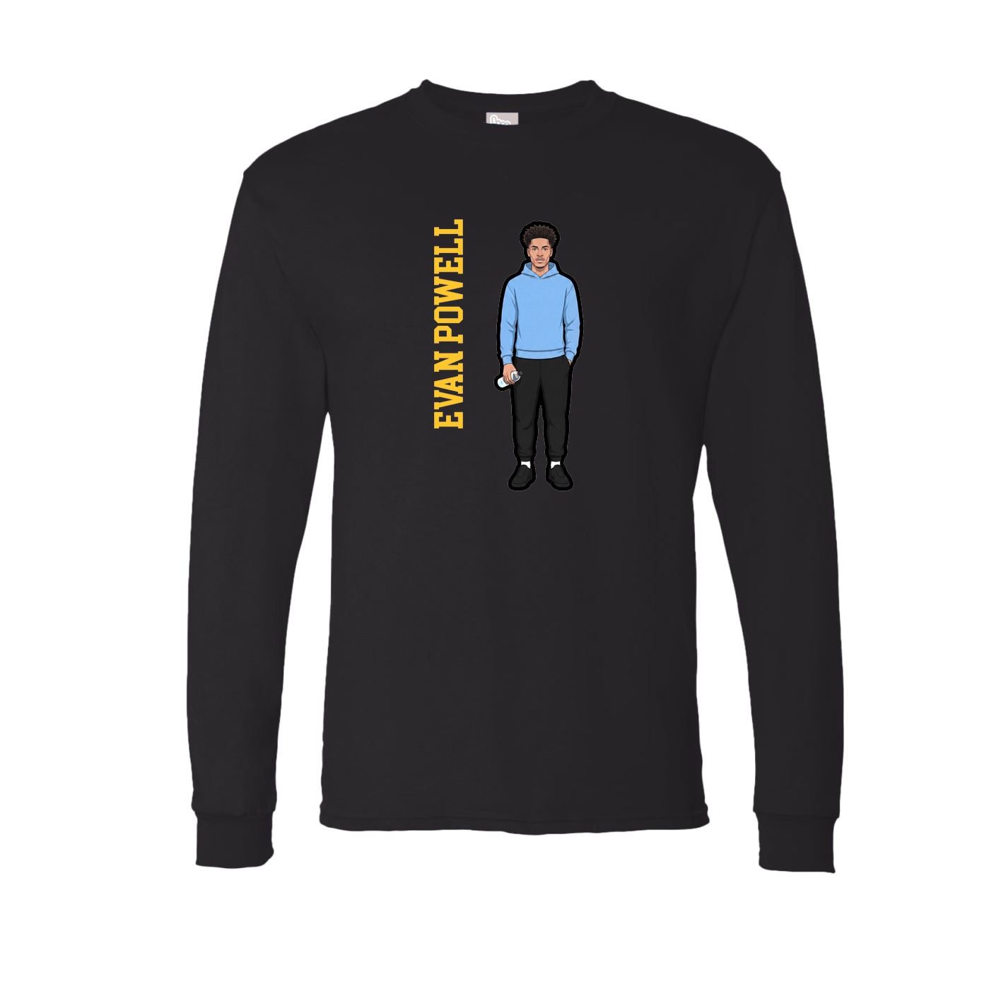 Long Sleeve Tee — Name Vertical in Black