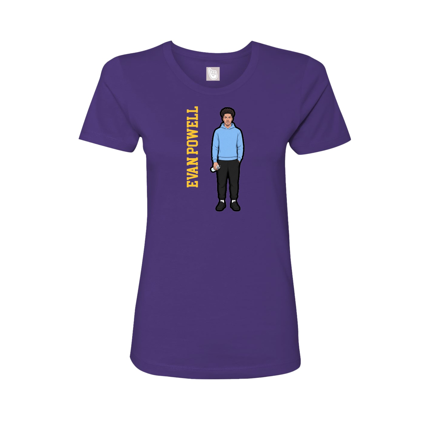 Womens Tee — Name Vertical in Purple