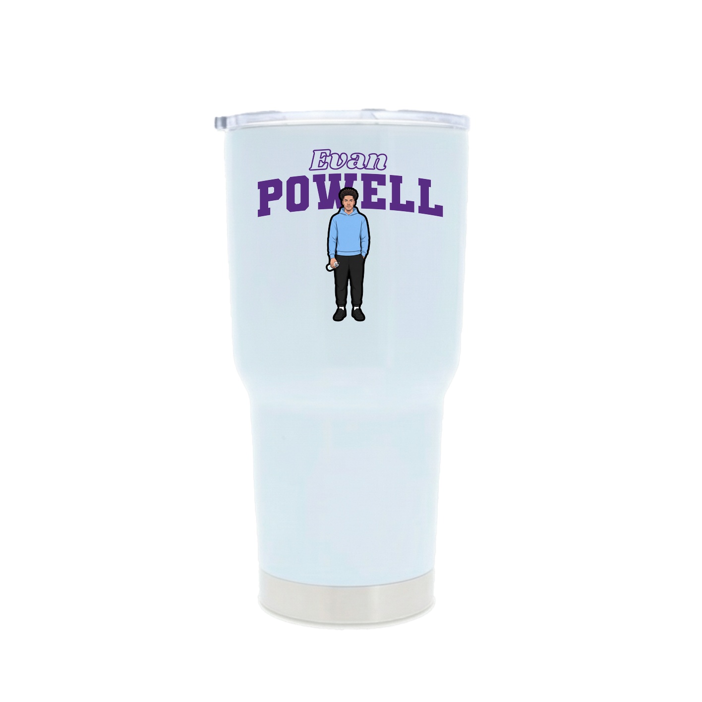 30oz Stainless Steel Tumbler — Name Arch in White