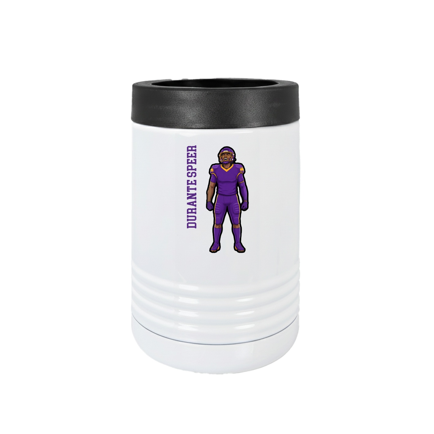 Beverage Holder — Name Vertical in White