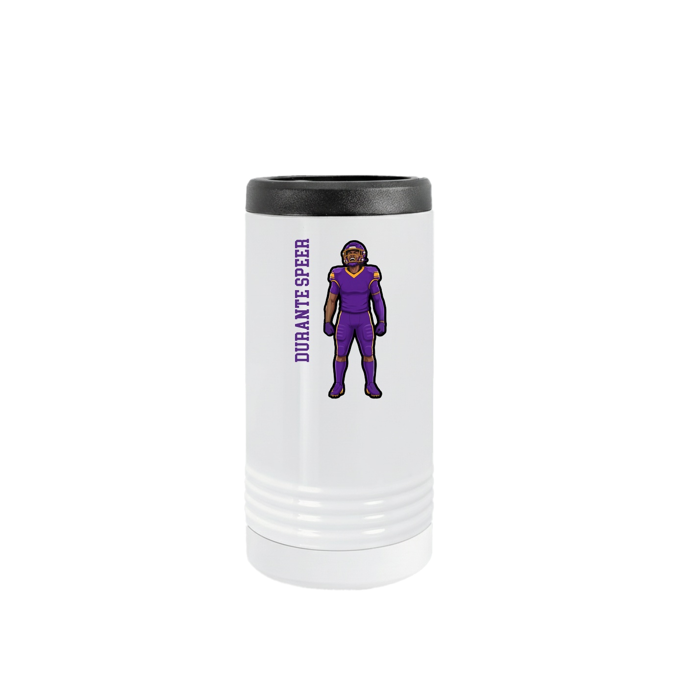 Slim Beverage Holder — Name Vertical in White