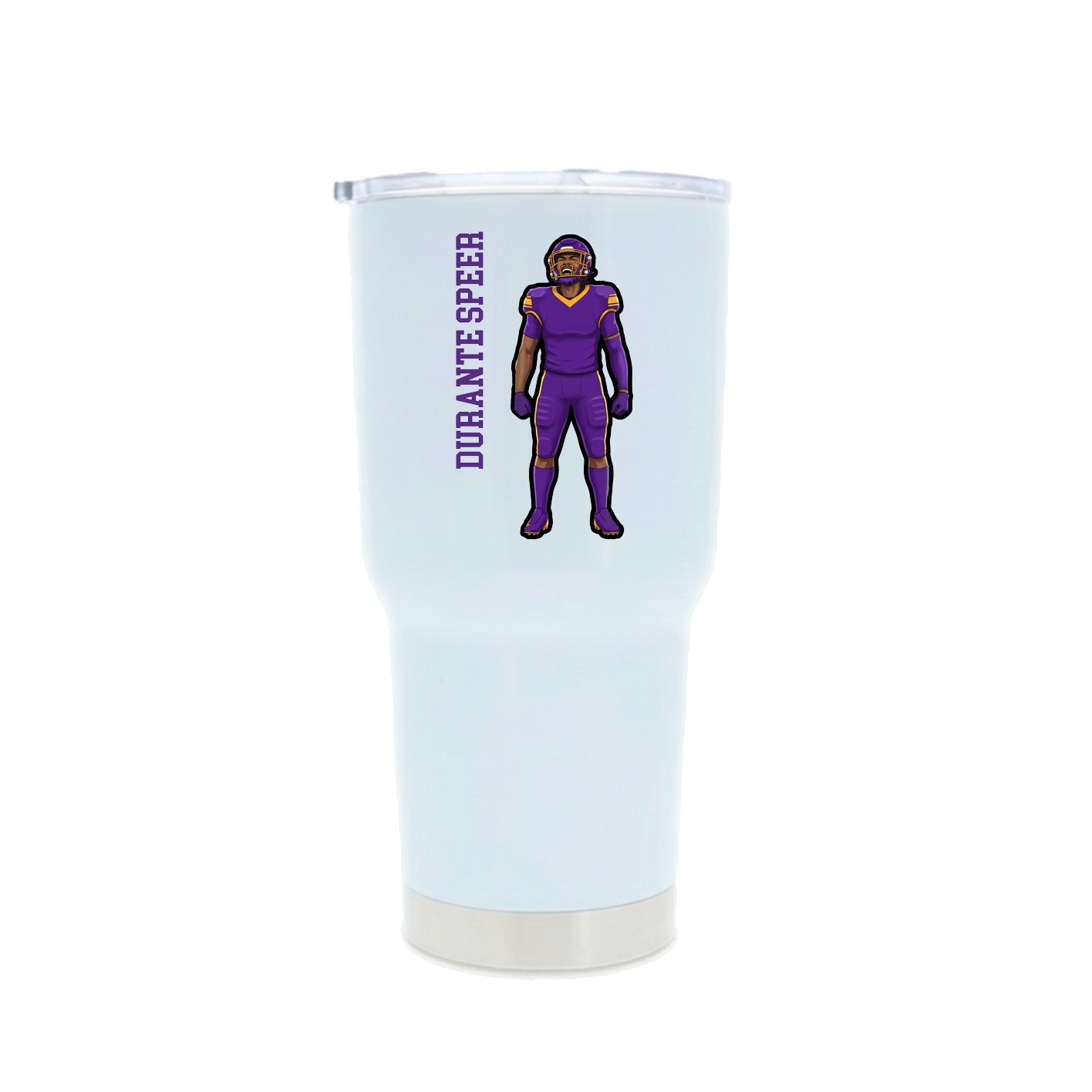 30oz Stainless Steel Tumbler — Name Vertical in White