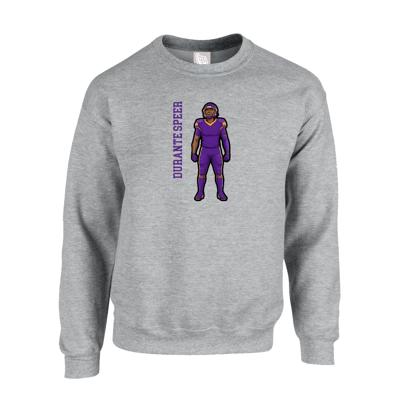 Fleece Crew — Name Vertical in Grey