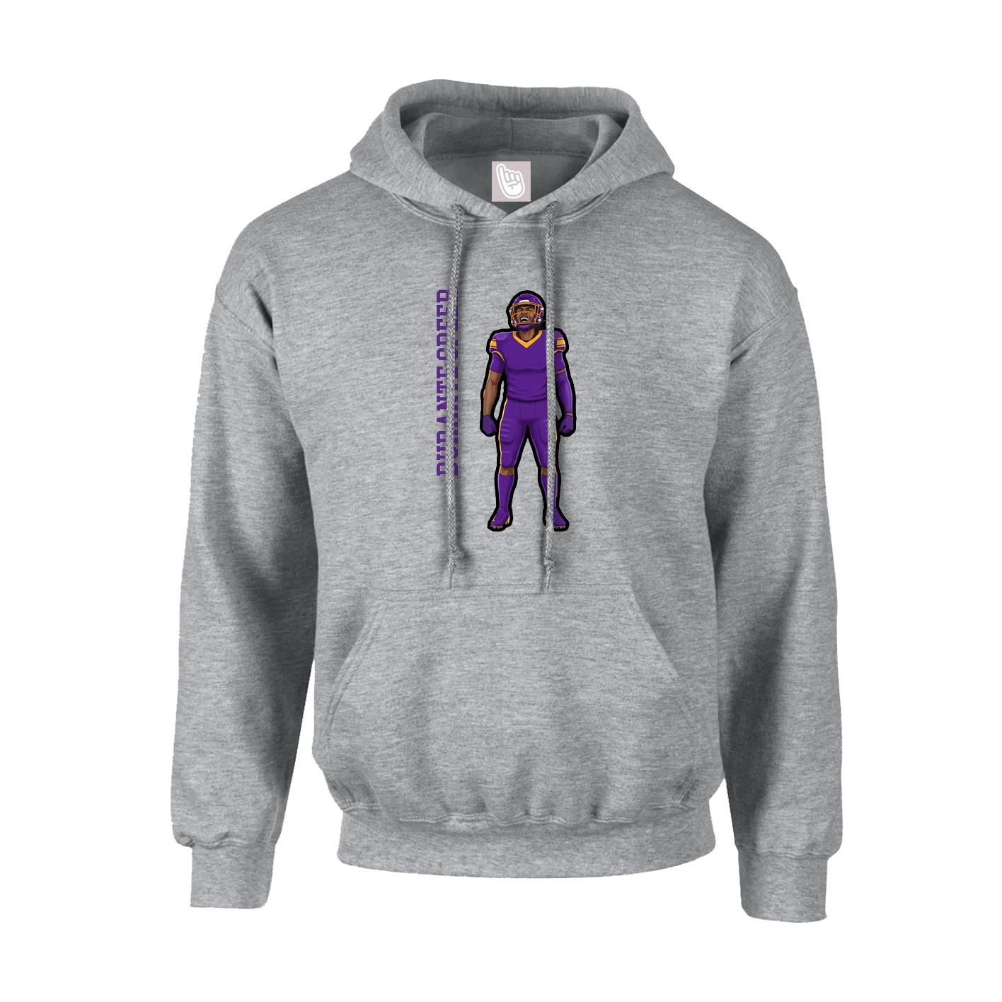 Youth Hoodie — Name Vertical in Grey