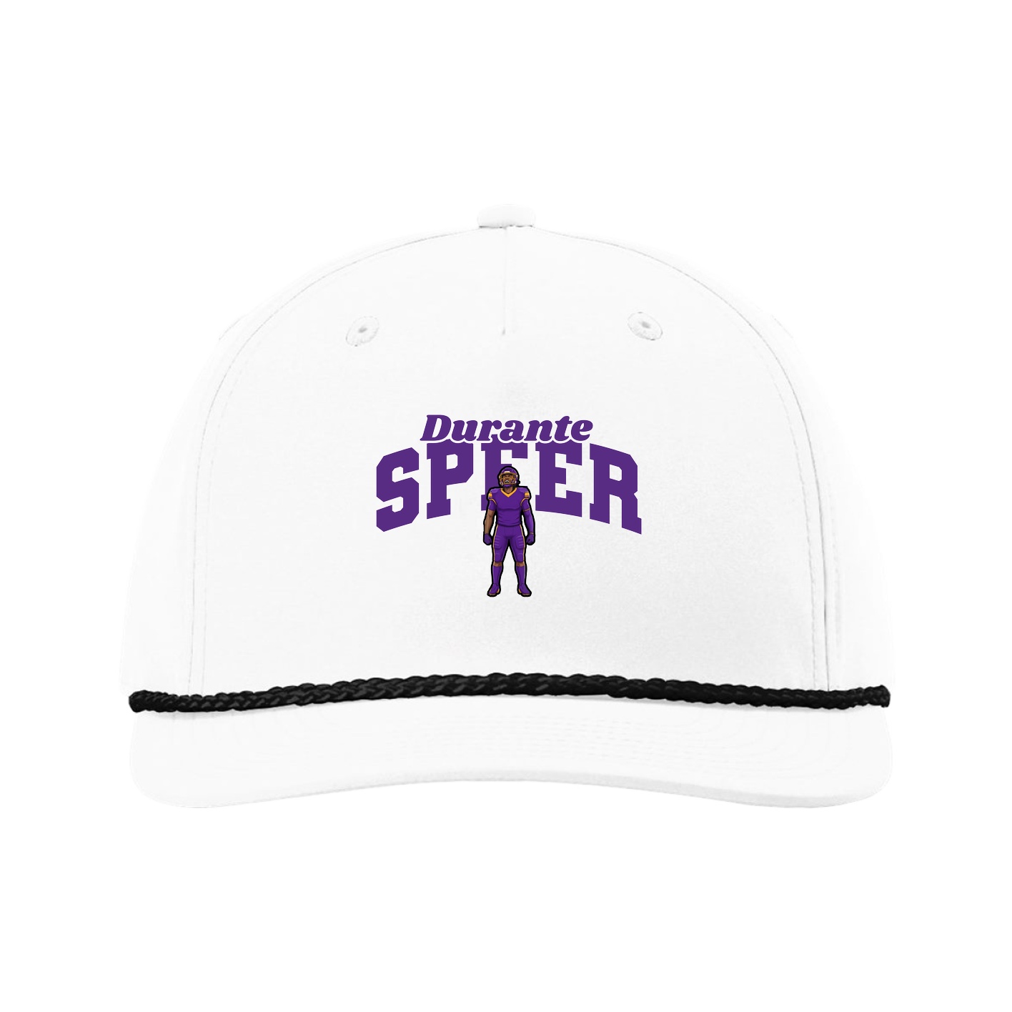 Five-Panel Classic Rope Cap — Signature Arch in White