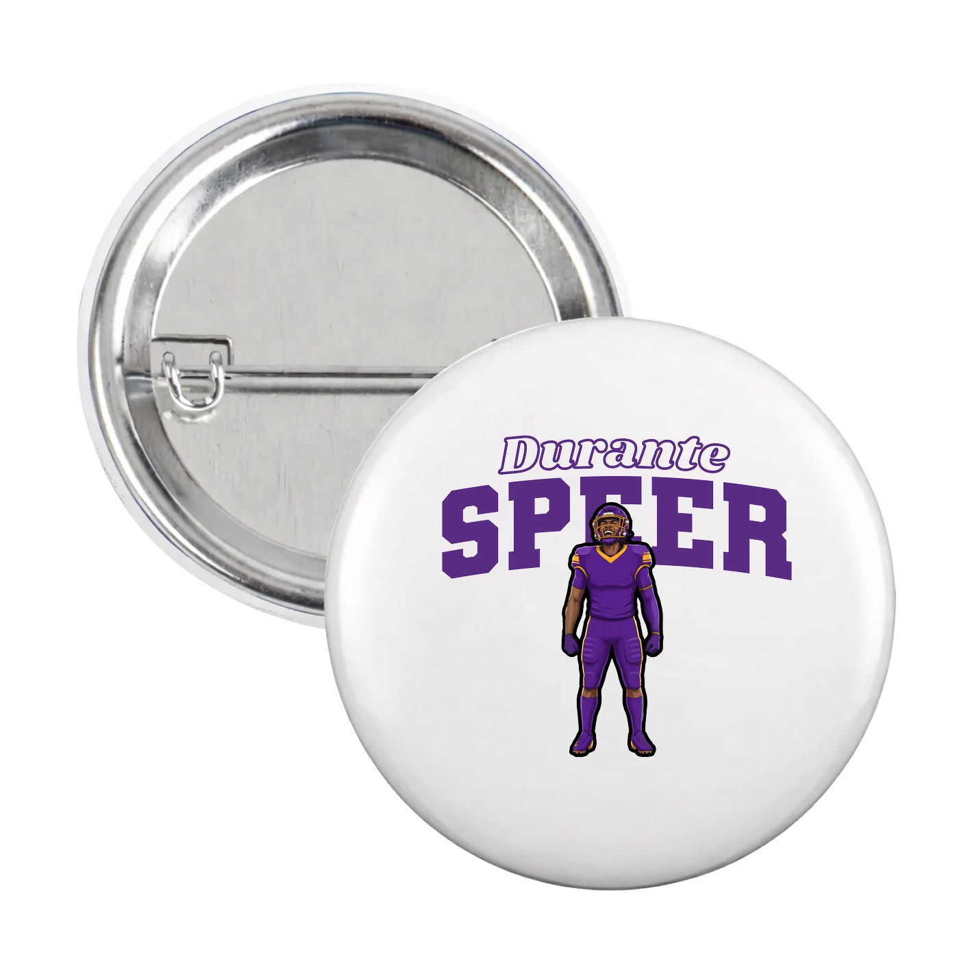 Game Day Button — Name Arch in White