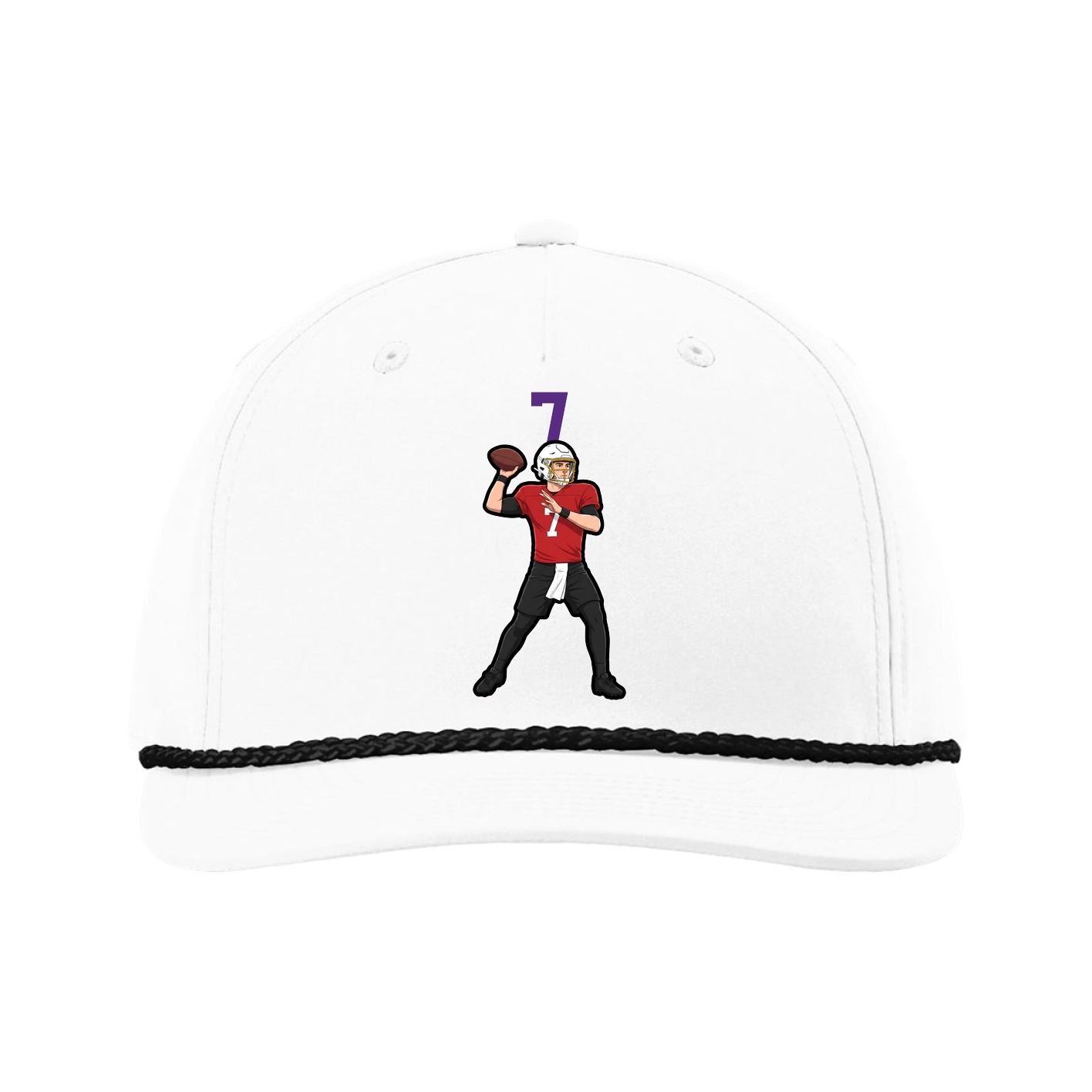 Five-Panel Classic Rope Cap — Number Top in White