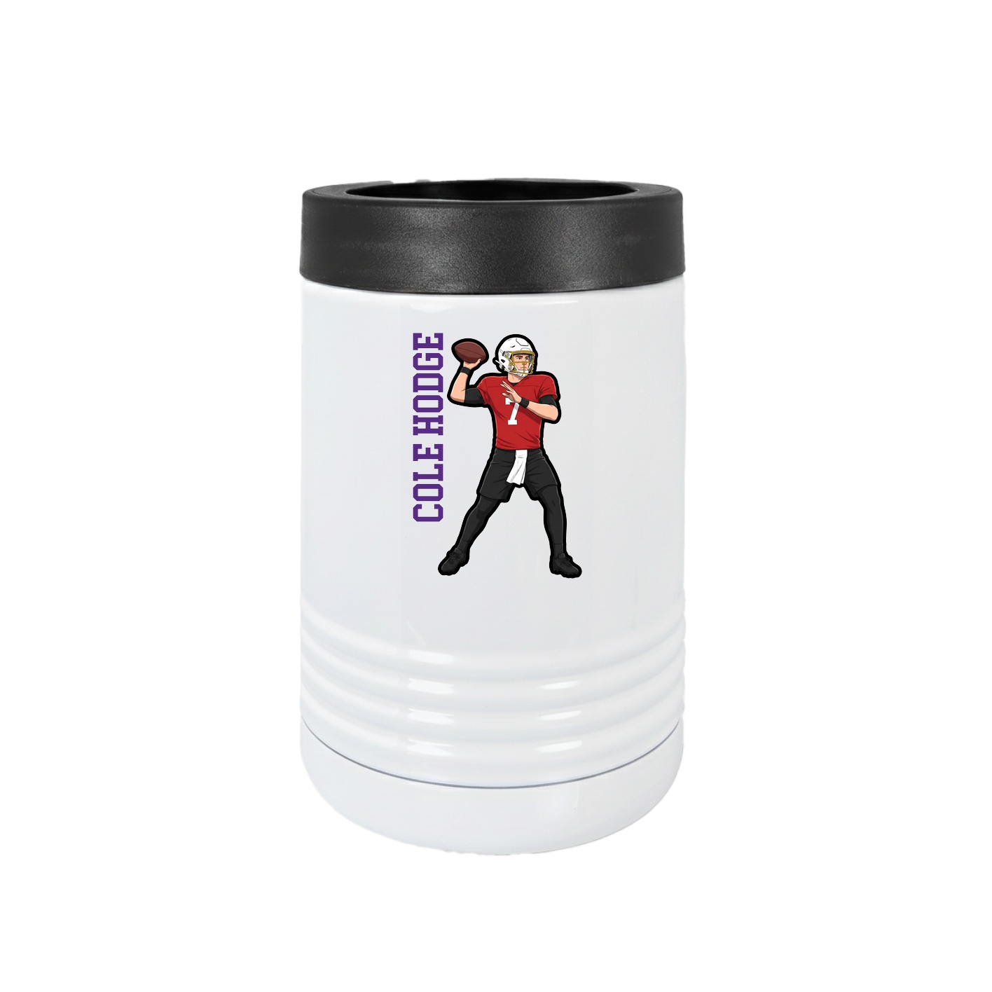 Beverage Holder — Name Vertical in White