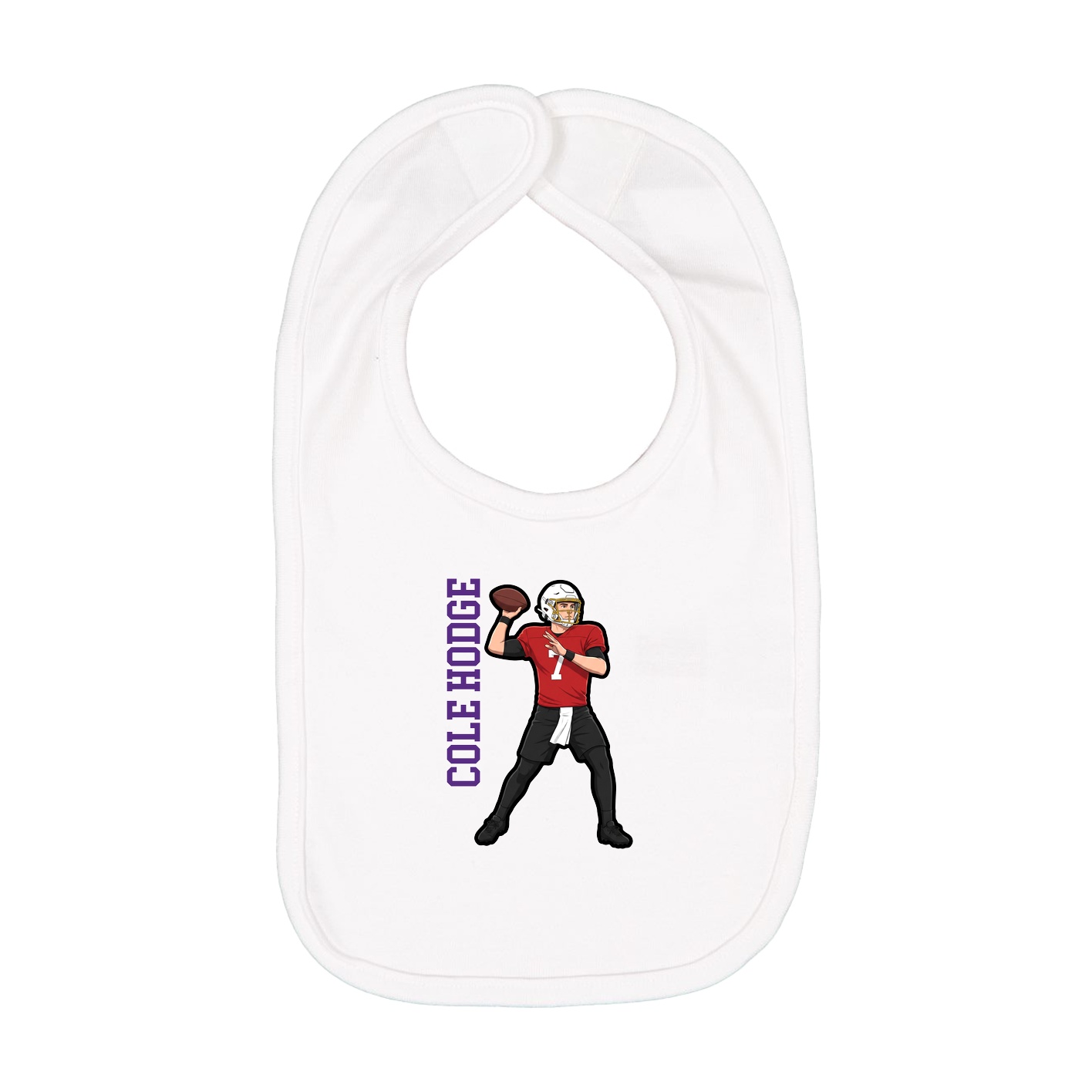 Infant Bib — Name Vertical in White