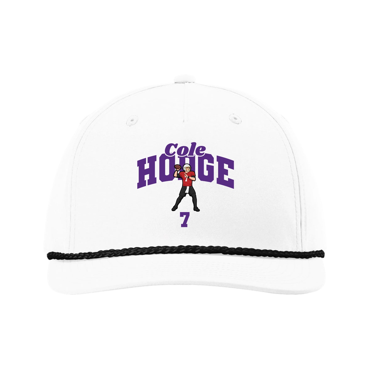 Five-Panel Classic Rope Cap — Signature Arch in White