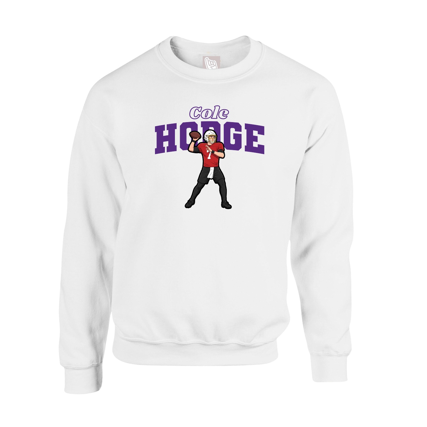 Fleece Crew — Name Arch in White