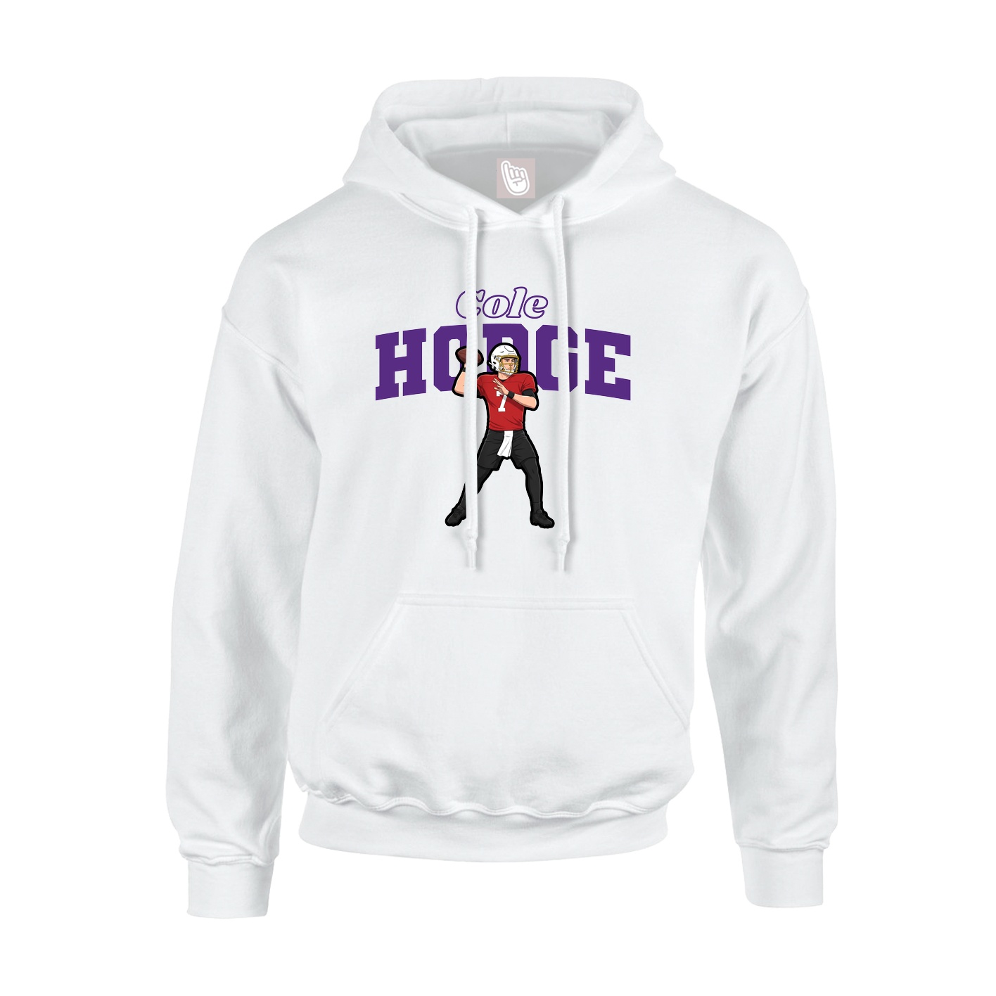 Youth Hoodie — Name Arch in White