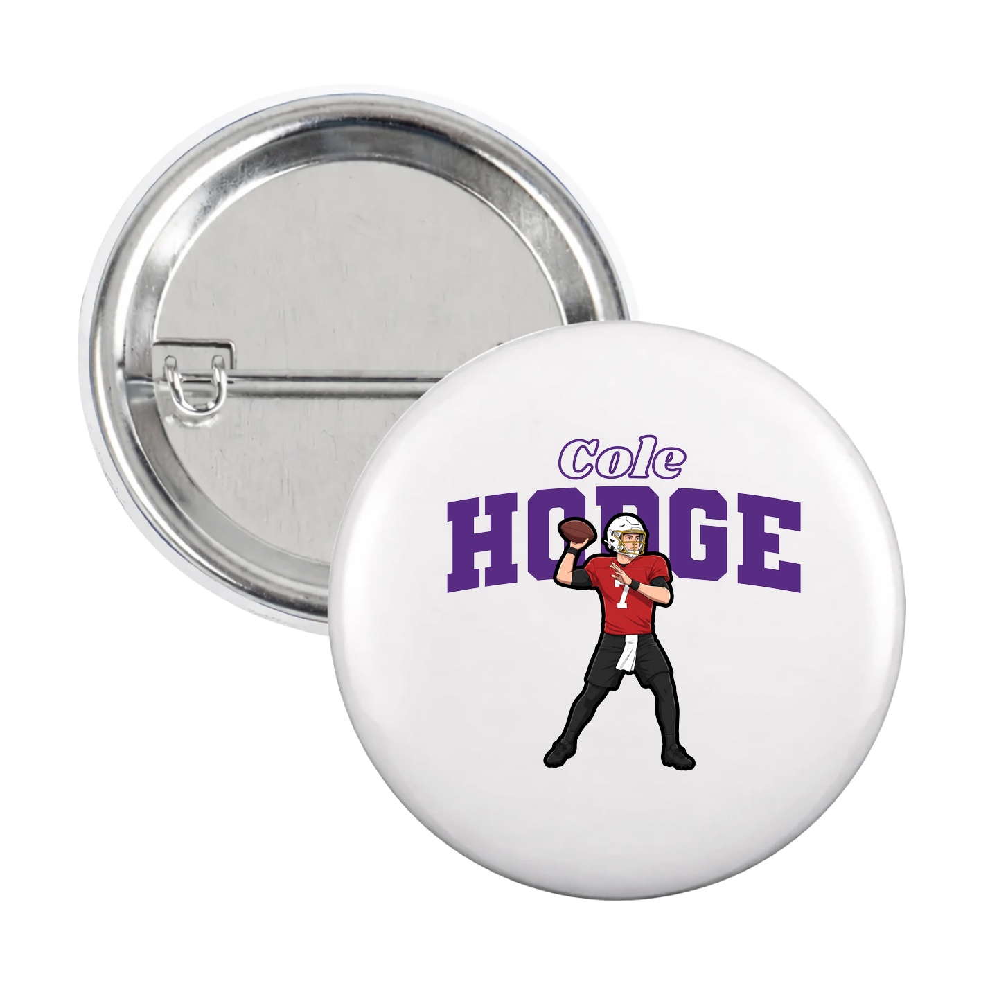 Game Day Button — Name Arch in White