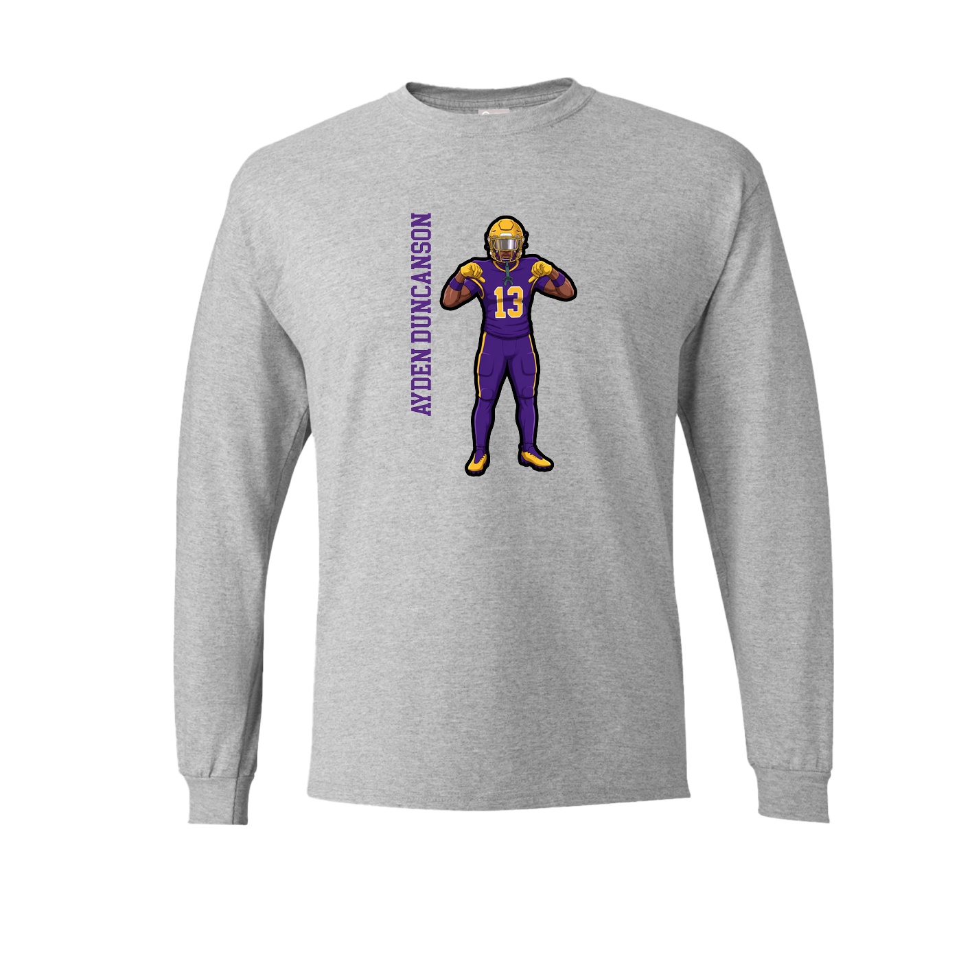 Long Sleeve Tee — Name Vertical in Grey