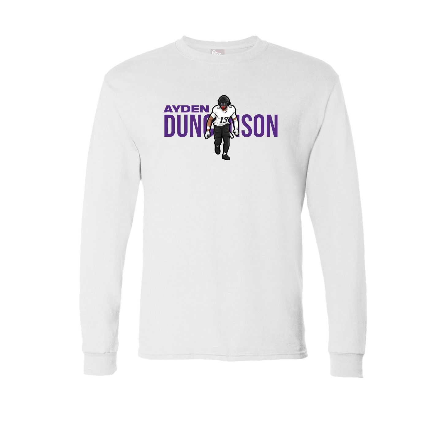 Long Sleeve Tee — Player Name in White