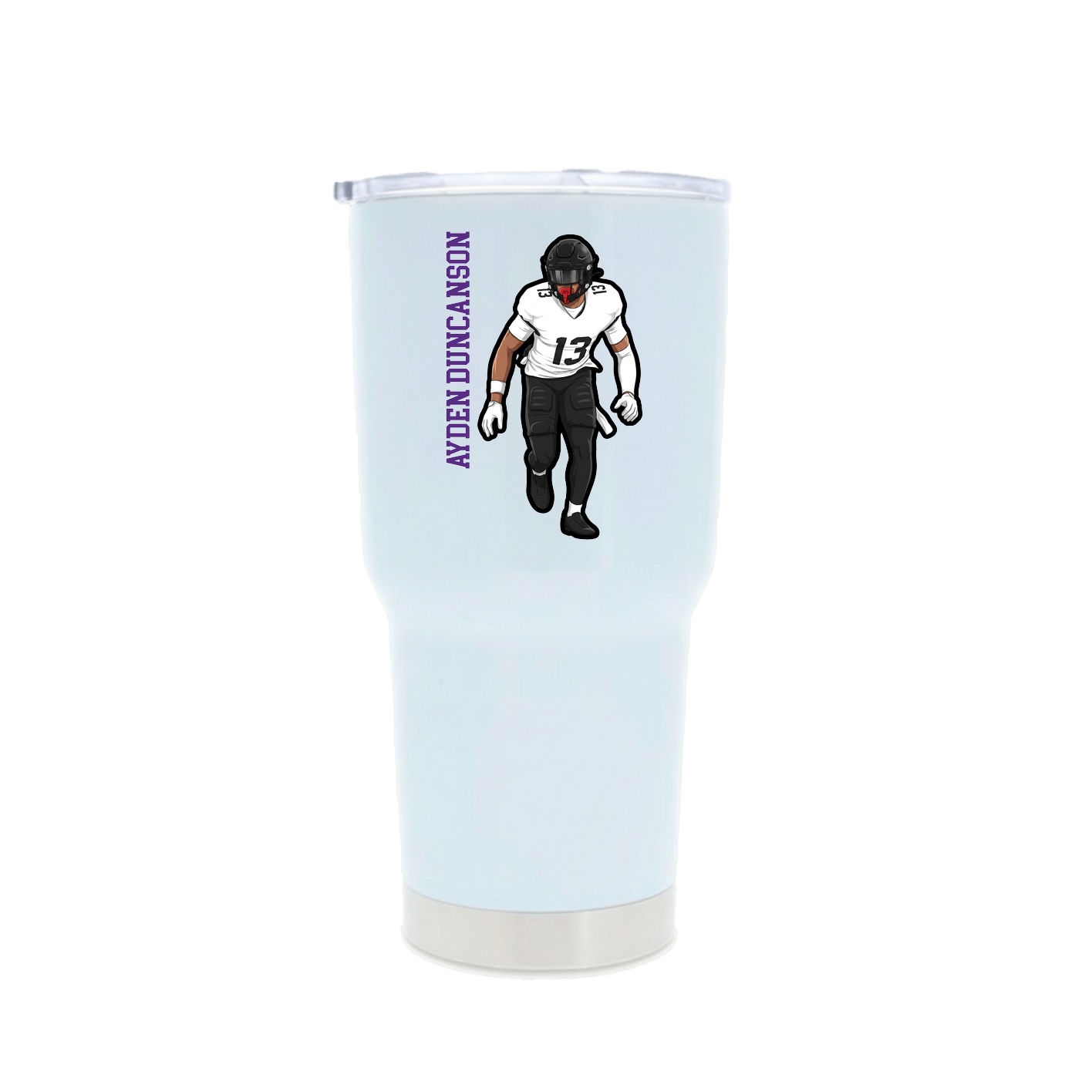 30oz Stainless Steel Tumbler — Name Vertical in White