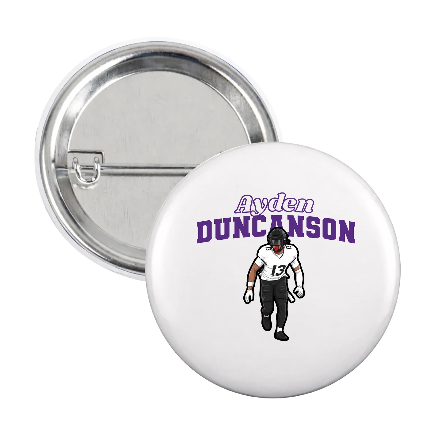 Game Day Button — Name Arch in White