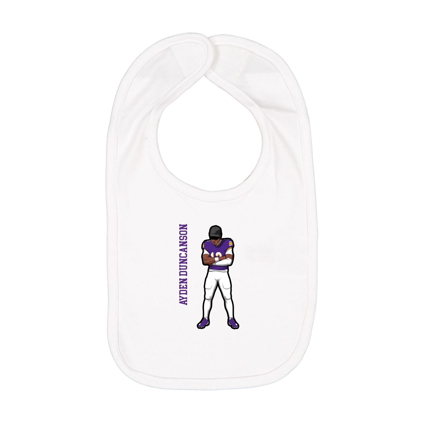 Infant Bib — Name Vertical in White