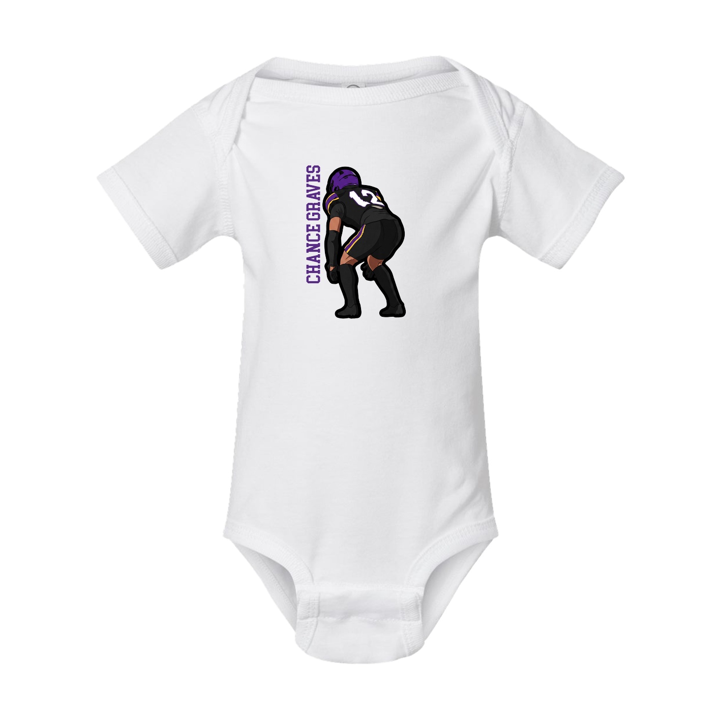 Baby Onesie — Name Vertical in White