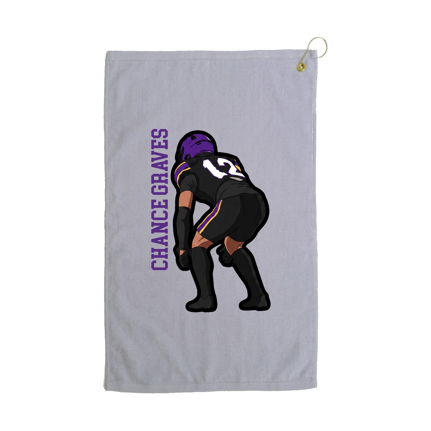 Golf Towel — Name Vertical in Grey