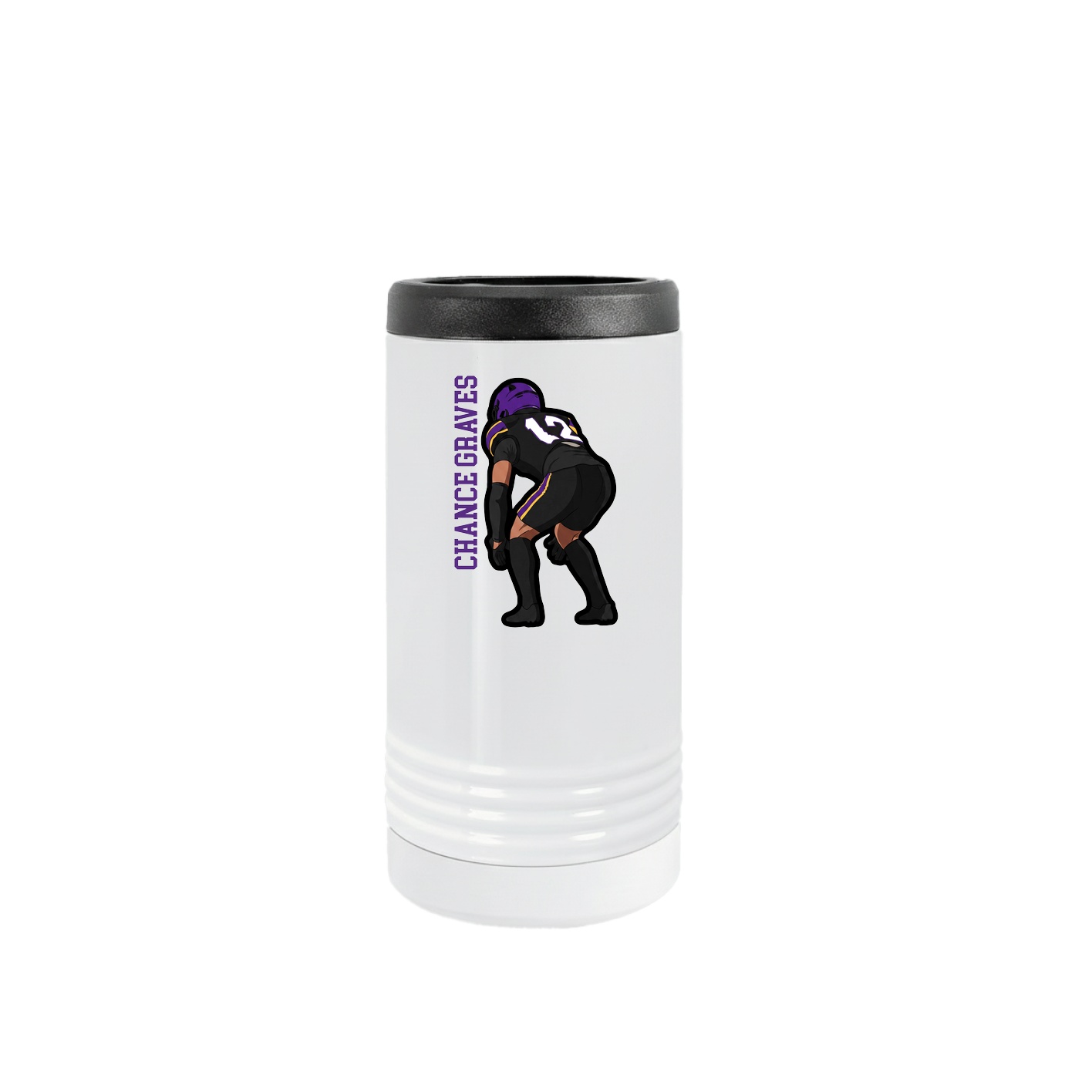 Slim Beverage Holder — Name Vertical in White