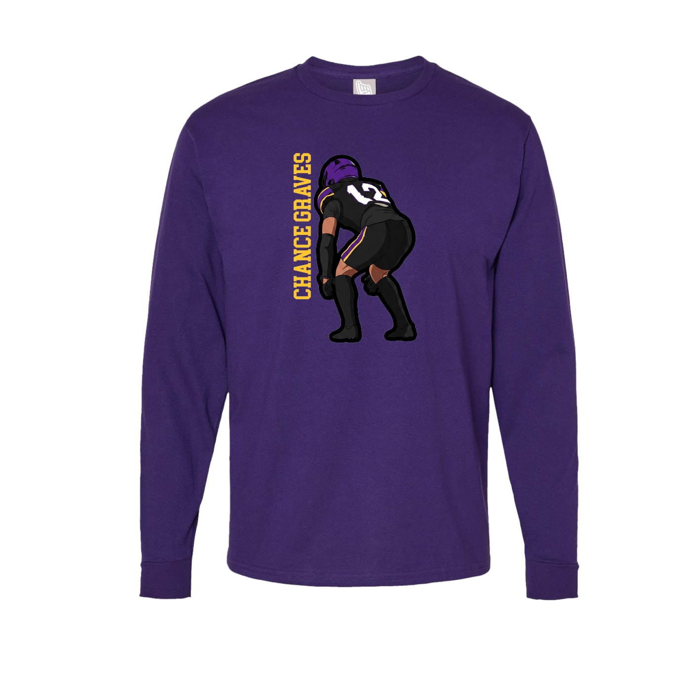 Long Sleeve Tee — Name Vertical in Purple