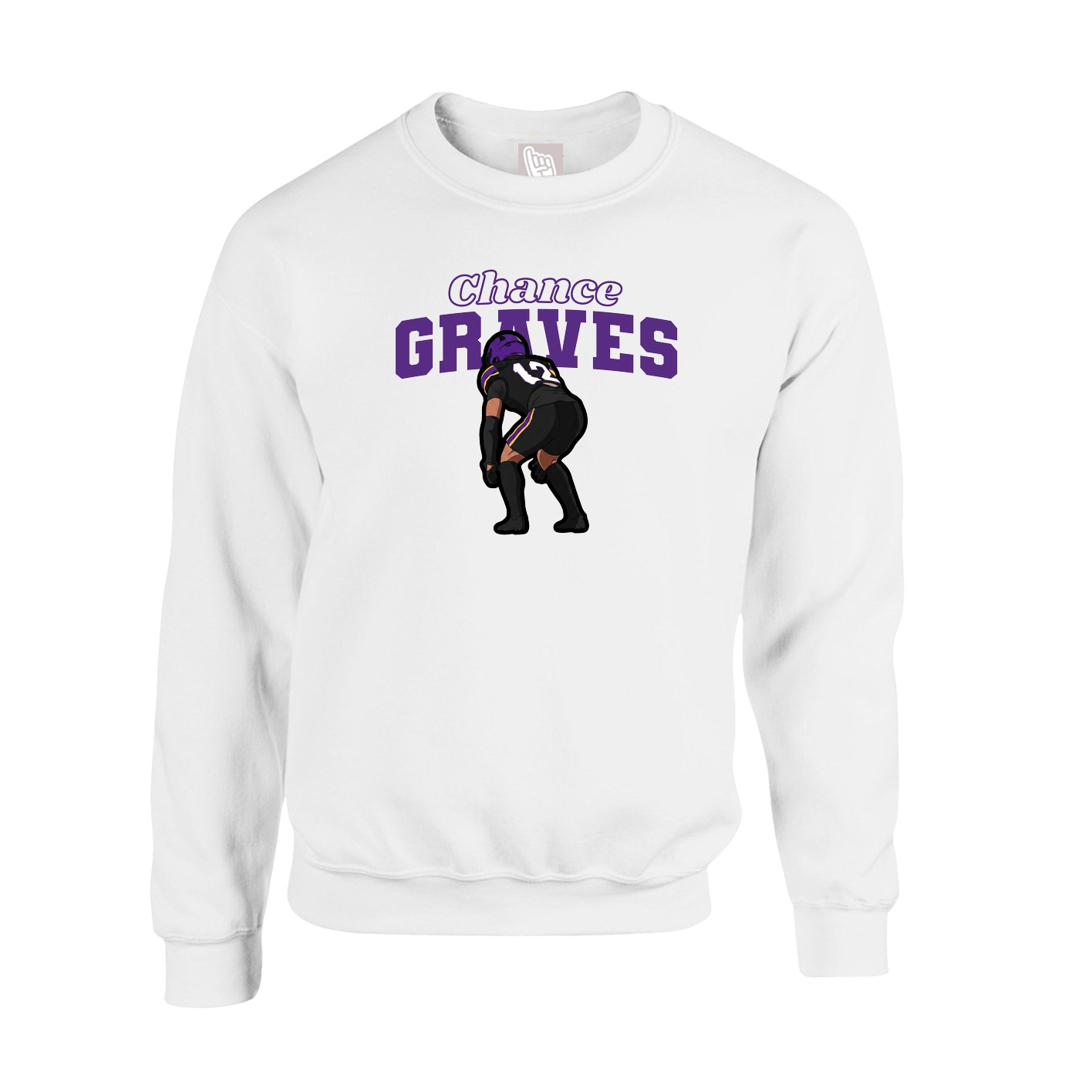 Fleece Crew — Name Arch in White