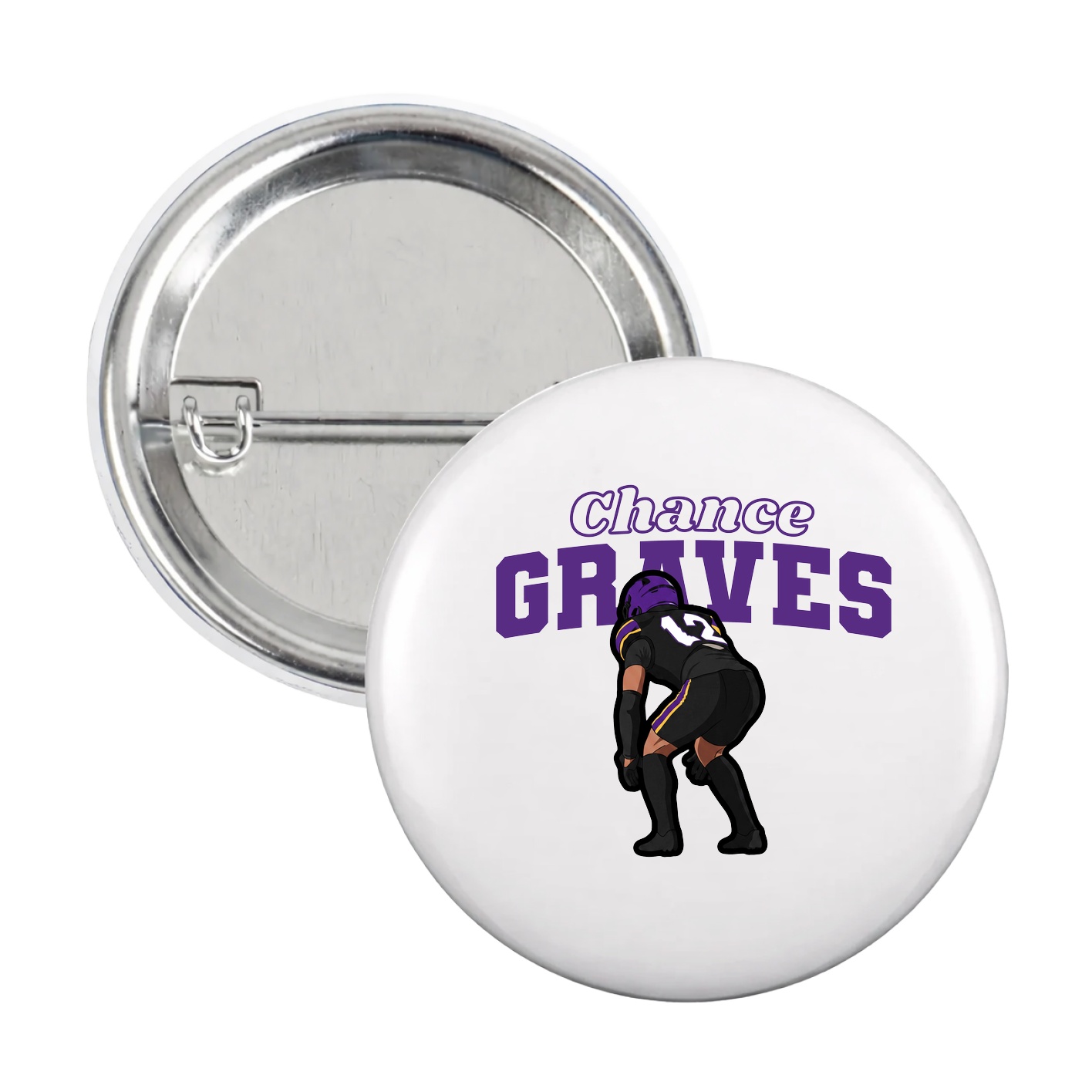 Game Day Button — Name Arch in White