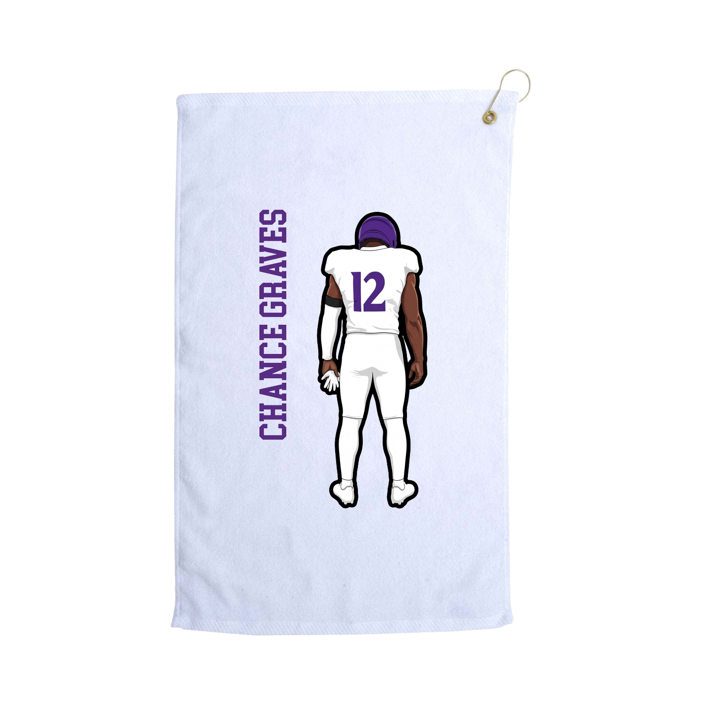 Golf Towel — Name Vertical in White