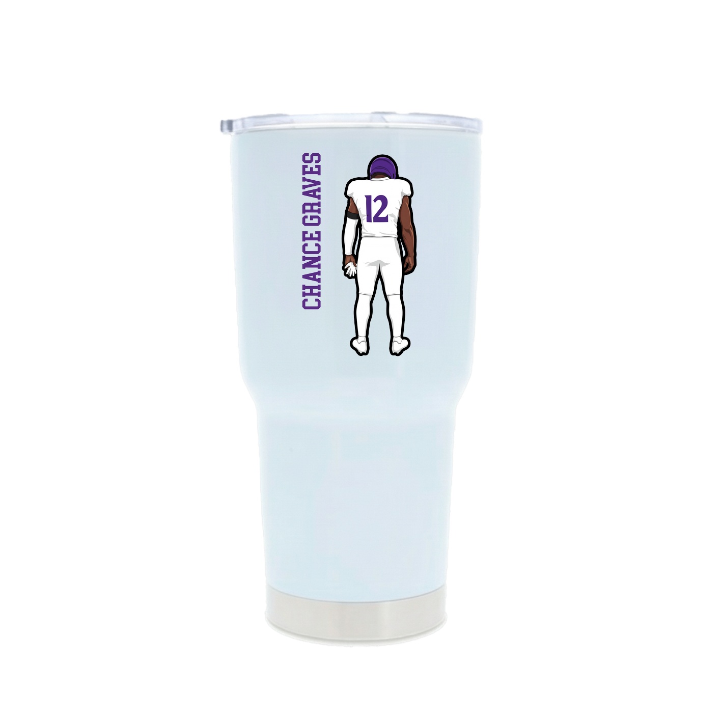 30oz Stainless Steel Tumbler — Name Vertical in White