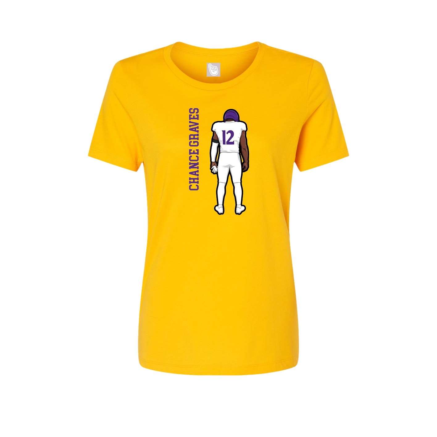 Fitted Women's Tee — Name Vertical in Gold