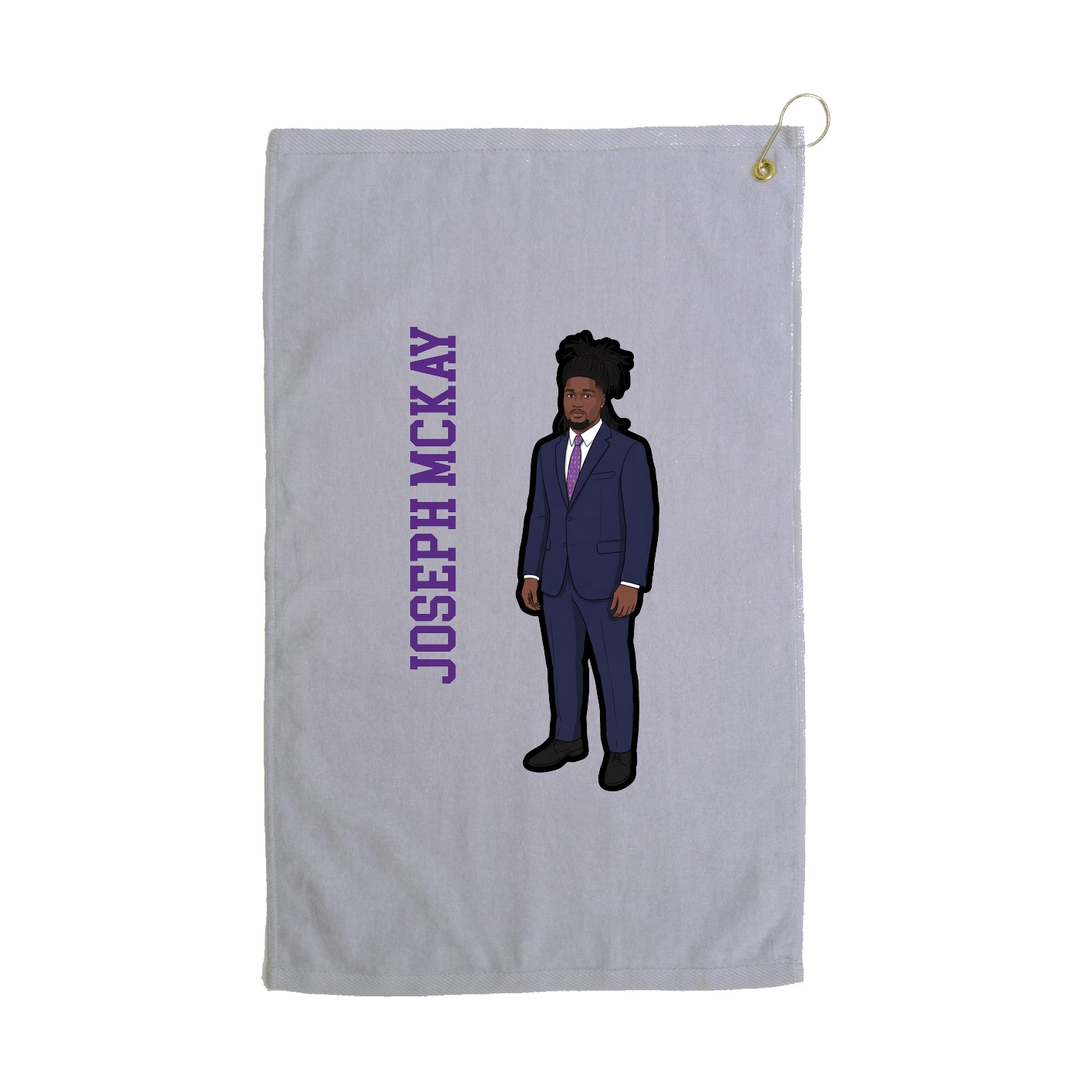 Golf Towel — Name Vertical in Grey