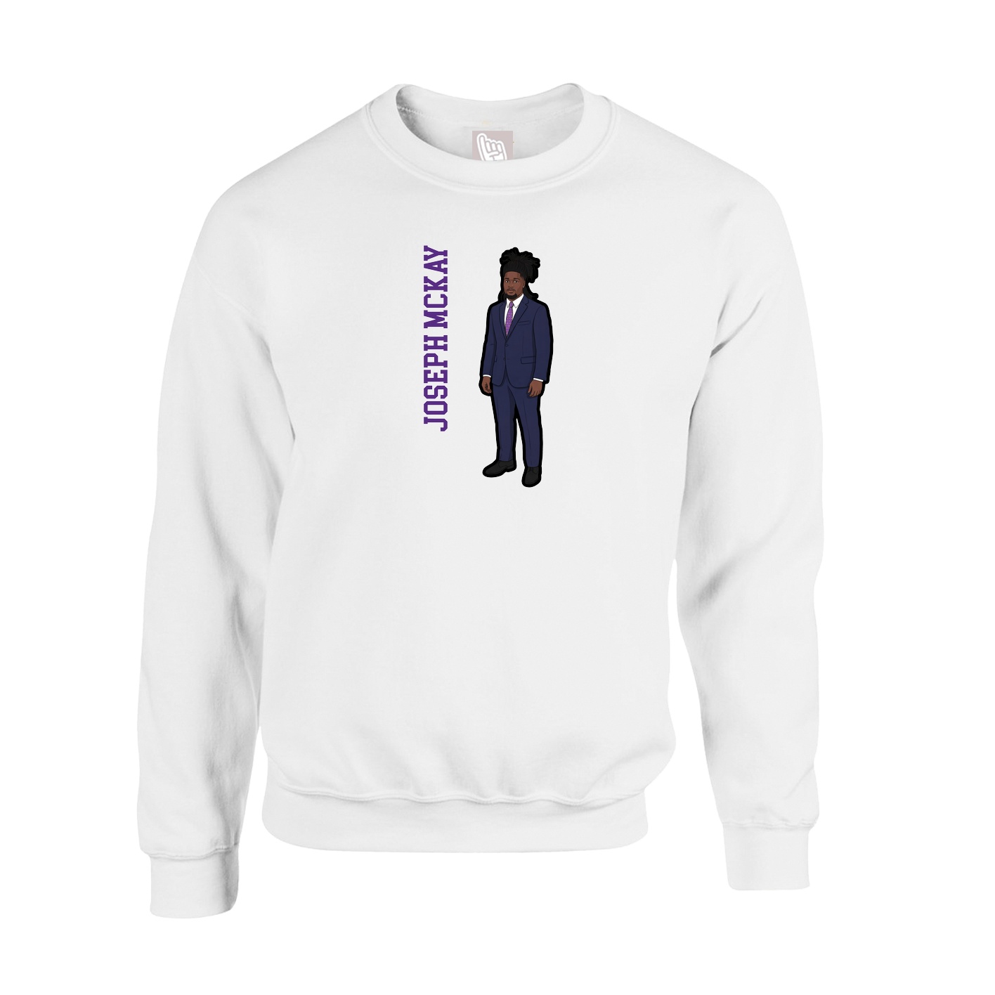 Fleece Crew — Name Vertical in White