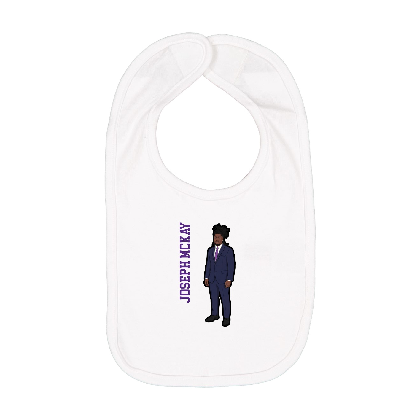 Infant Bib — Name Vertical in White