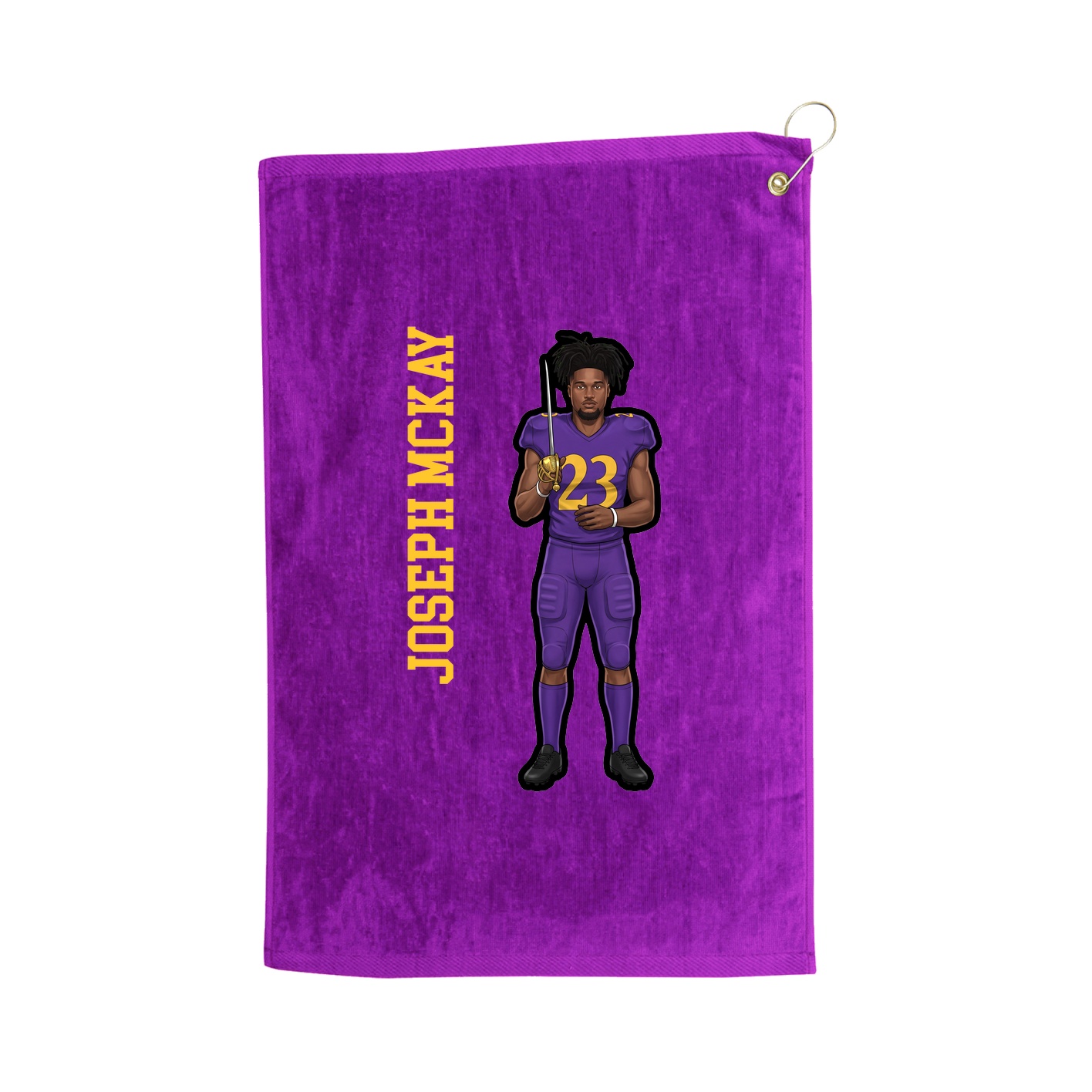 Golf Towel — Name Vertical in Purple