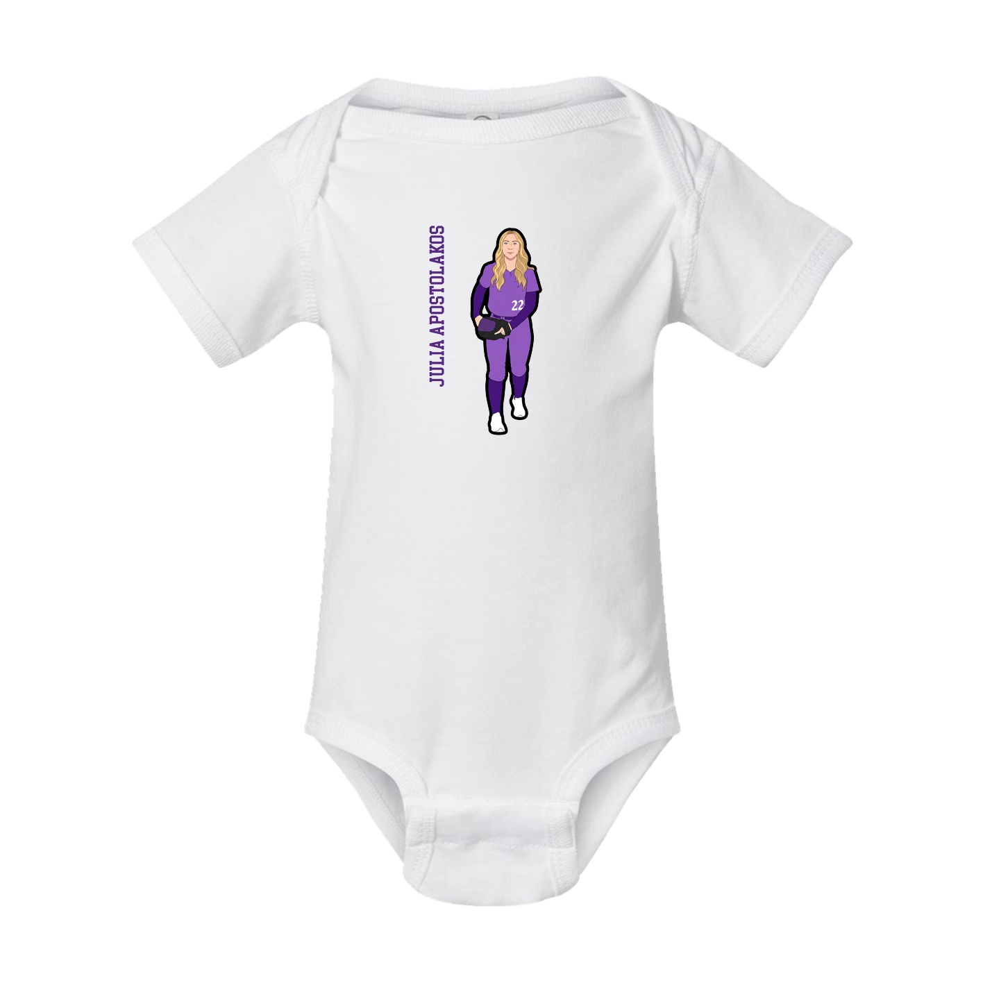 Baby Onesie — Name Vertical in White