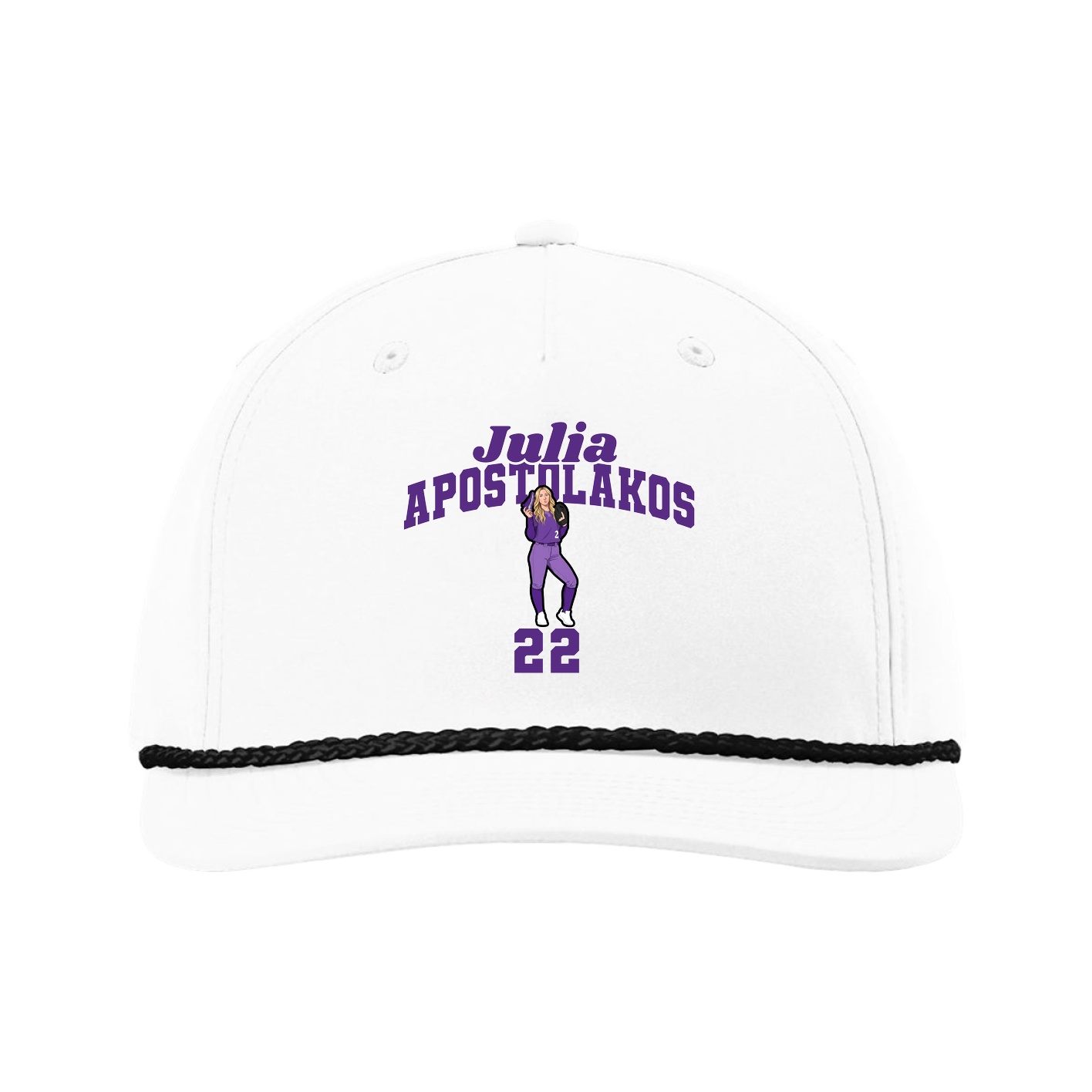 Five-Panel Classic Rope Cap — Signature Arch in White