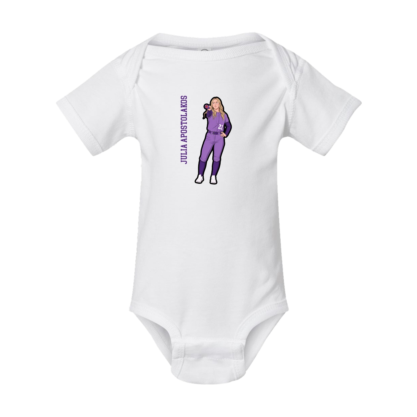 Baby Onesie — Name Vertical in White