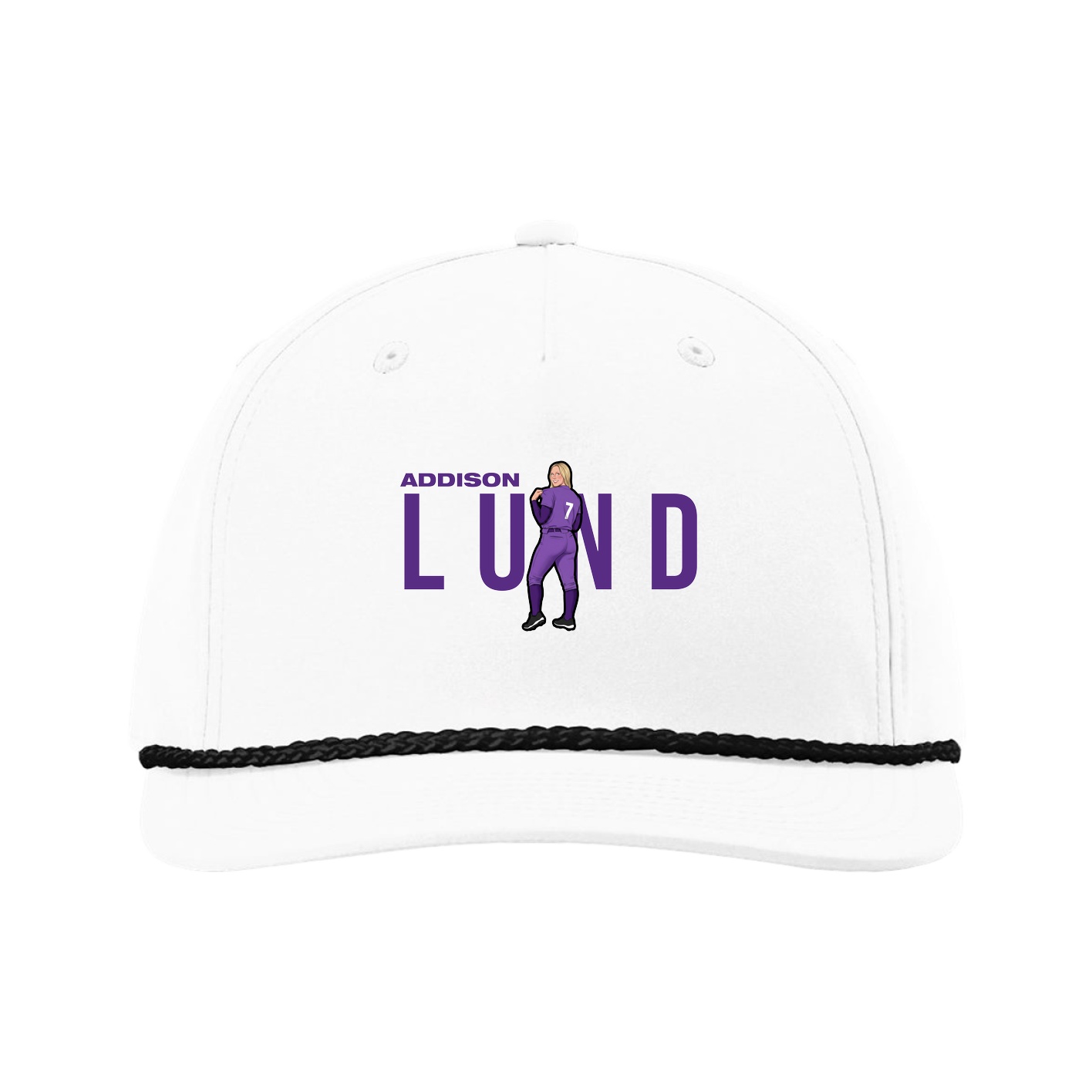 Five-Panel Classic Rope Cap — Player Name in White