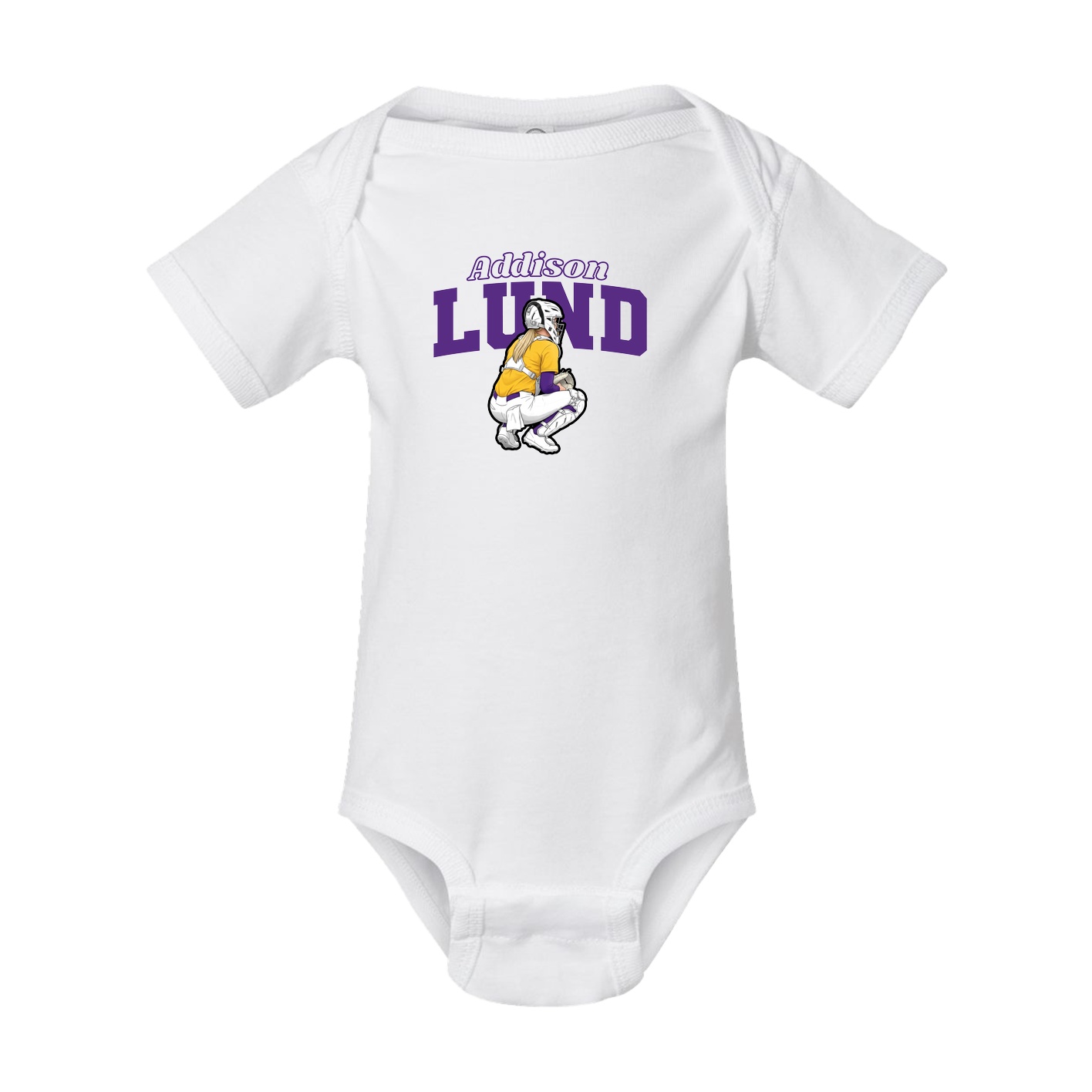 Baby Onesie — Name Arch in White