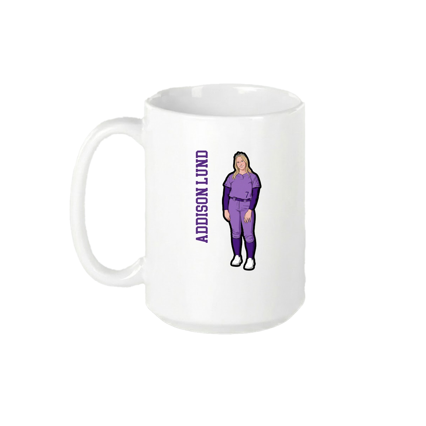 15oz Coffee Mug — Name Vertical in White
