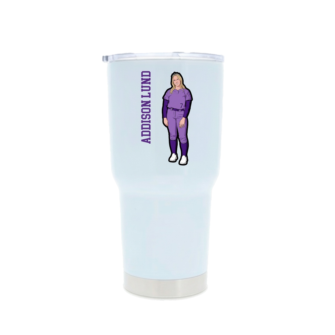 30oz Stainless Steel Tumbler — Name Vertical in White