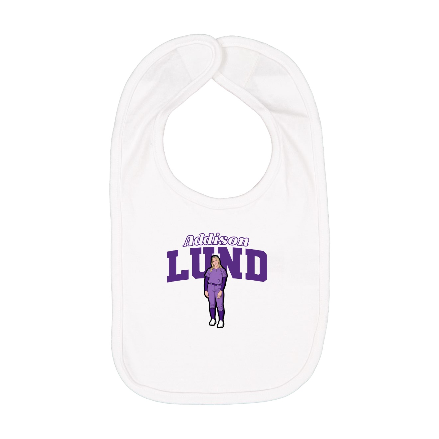 Infant Bib — Name Arch in White