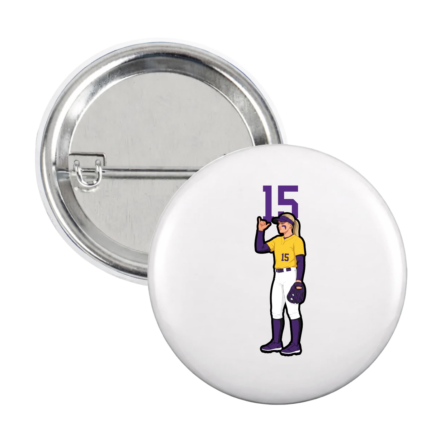 Game Day Button — Number Top in White
