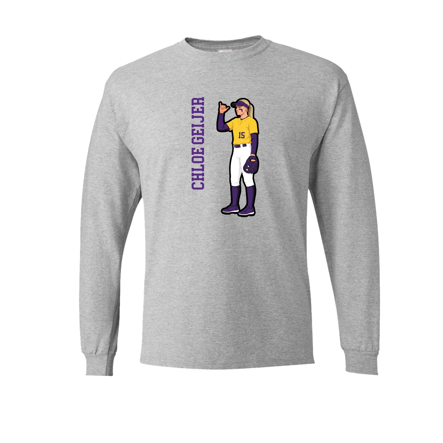 Long Sleeve Tee — Name Vertical in Grey